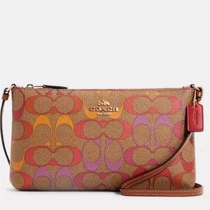 COACH C 1653 Zip Top Crossbody In Rainbow Signature Canvas